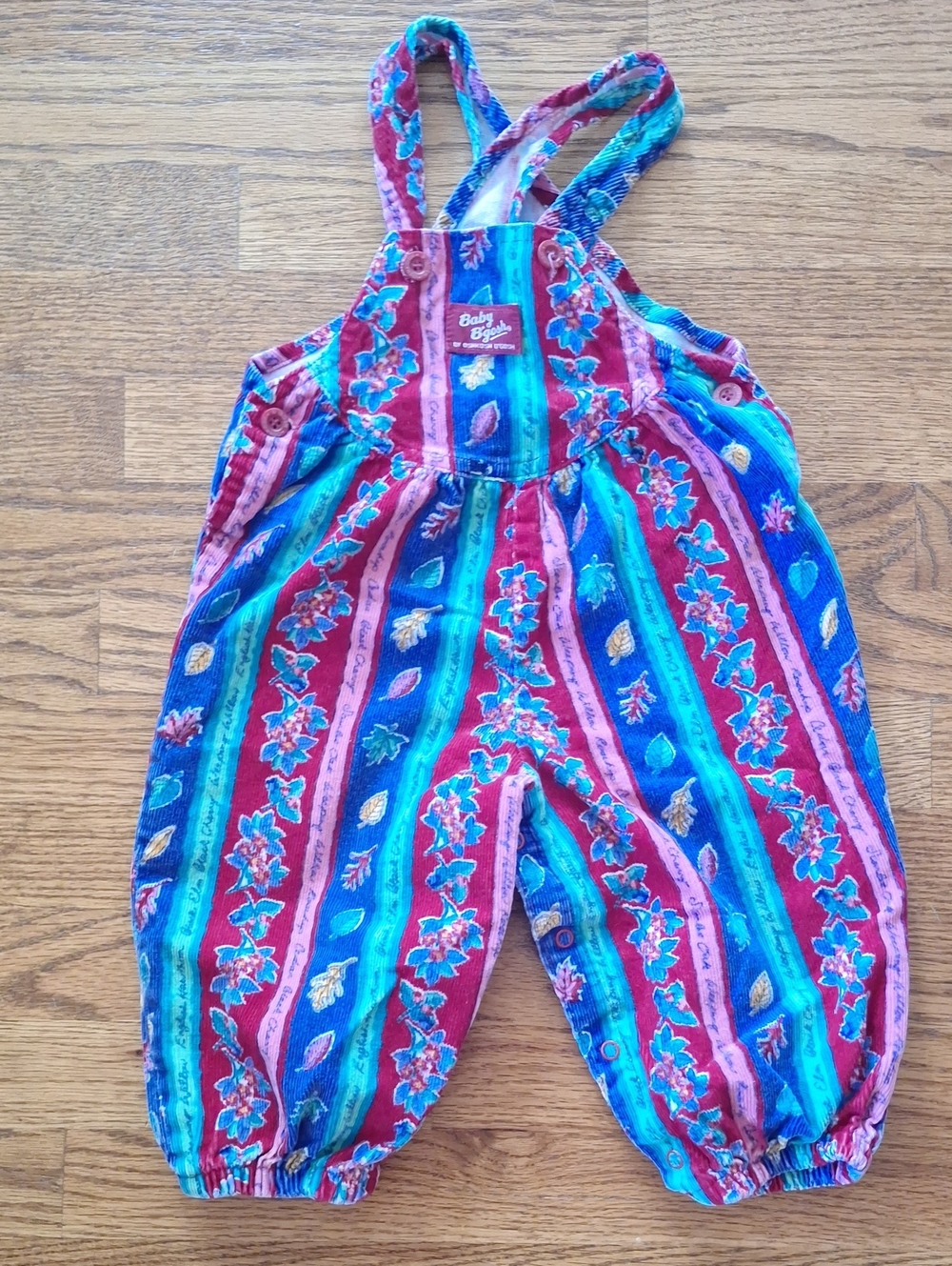 Vintage OshKosh B'gosh Corduroy Multicolor Striped Floral Overalls 18M
